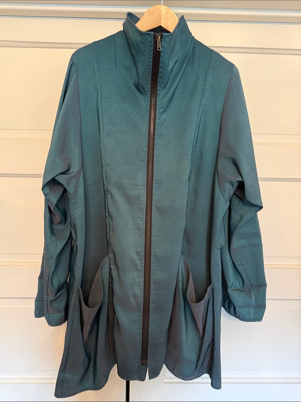 Vintage 90s Metallic Oversized Jacket High Neck Minimalist Avant Garde Slouchy